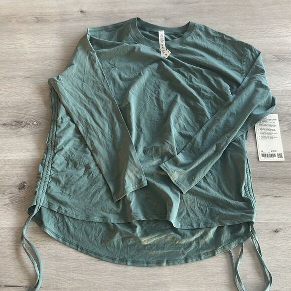 Lululemon Pima Cotton Side-Cinch Long Sleeve Tidewater Teal 10 NWT - Picture 8 of 9